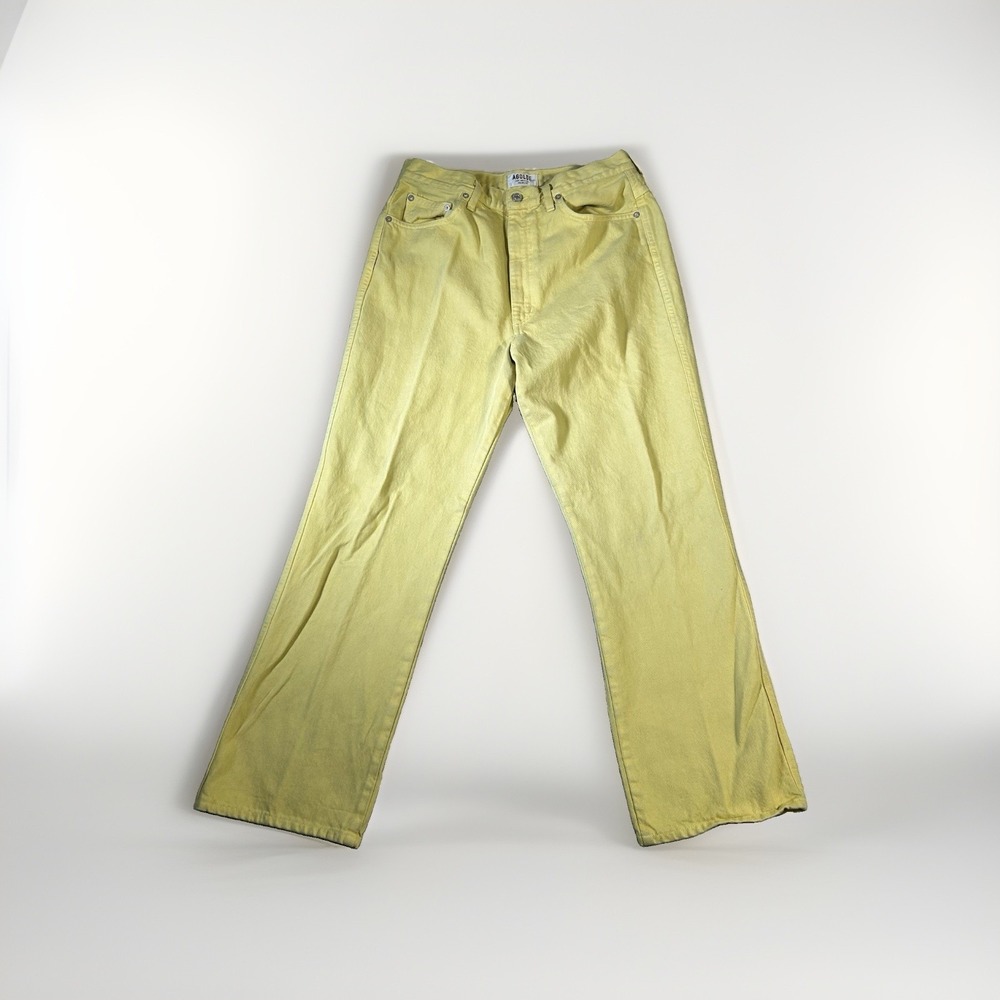 Agolde Pinch Waist Yellow Jeans Sz31 High Waist Straight 100% Cotton Rigid Denim